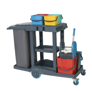 CHARIOT DE MENAGE CLASSIQUE COMPLET AVEC DOUBLE SEAUX PLUS 04 SEAUX 5L 140X53X100CM