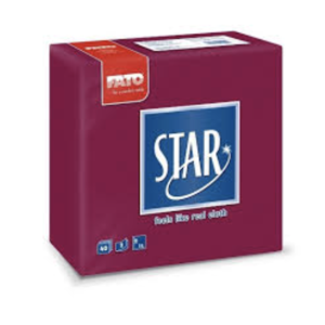 Serviettes 38 x 38 Effet Tissu « STAR » Bordeaux