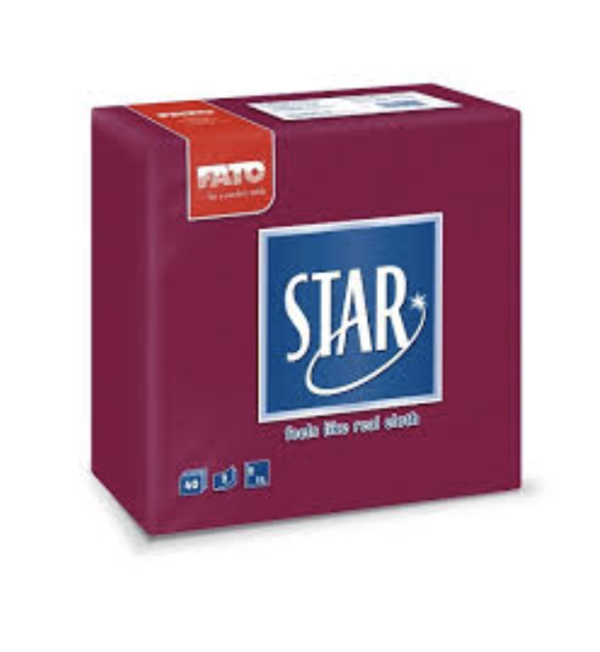 Serviettes 38 x 38 Effet Tissu « STAR » Bordeaux