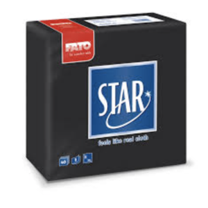 Serviettes 38 x 38 cm Effet Tissu » Star » Noire